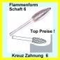 Preview: Hartmetall Frässtift  Zahnung 6 Schaft-6 Flammenförmig DIN8032 TOP PREISE
