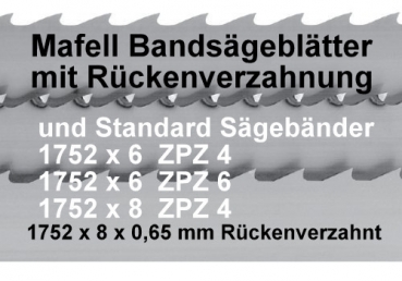 Mafell Z 5 - 3 Stück Sägeband Rückenverzahnt 1752x8x0,65mm Bandsägeblatt Holz #092337