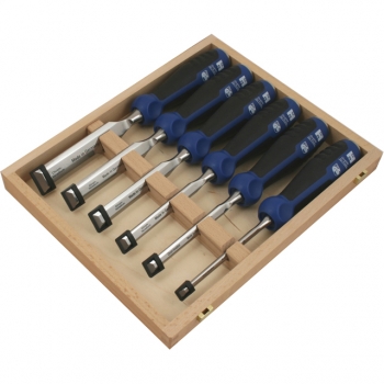 MHG Stechbeitelsatz Holzkiste 6,10,12,16,20,26mm Kunststoff Heft Schlagfest