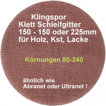 25 Klingspor  Schleifgitter für Exzenterschleifer - Ø 150 mm - K80–400 speziell für Holz- Kst- Lacke- Farbe