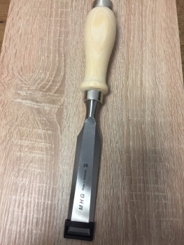 Profi Stechbeitel-Tiefloch, Seitenfase bis Spiegelseite, Rundheft Esche geölt, 6-40mm