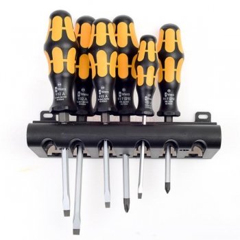 Preview: Wera Kraftform 932-6 Schraubmeißel Schlagkappe Schraubendreher 6 tlg. Rack Schlitz PH