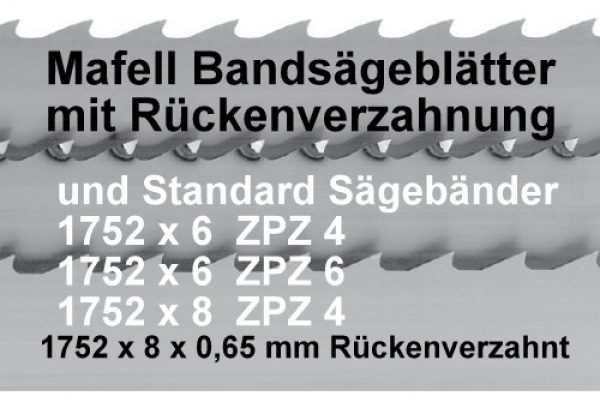 5 Stück Bandsägeblatt 1390x8x0,65mm Bandsägeblatt Holz Mafell Z2 