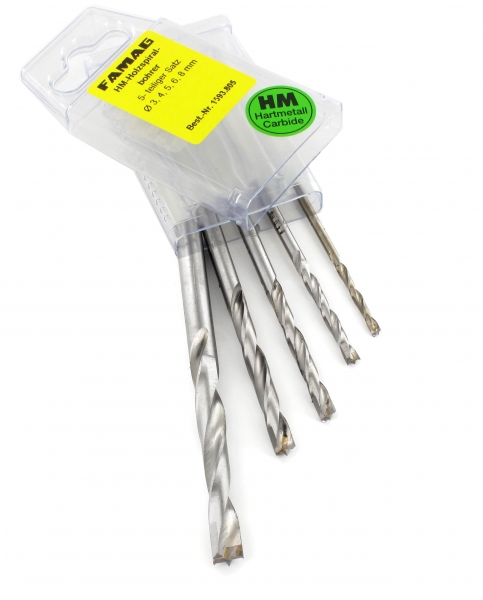 Famag HM Holzspiralbohrer 5 tlg. in PL Box größe 3 - 8 mm 1593.805 Dübelbohrer