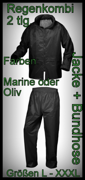 PVC Regenanzug  2 tlg. Marine blau L-XXXL Regenjacke Regenhose Regenkombi Nässeschutz