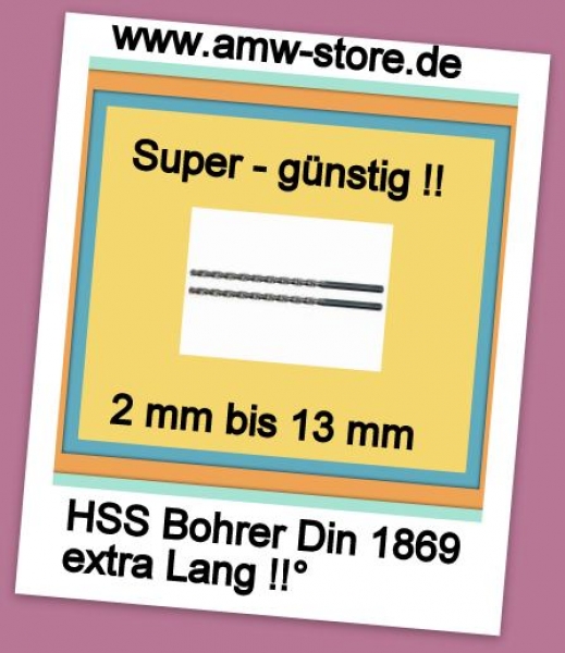 Treppenbohrer HSS-G Spiralbohrer Din 1869 lang 4,5x182 mm HSS Bohrer Lange Ausführung geschliffen