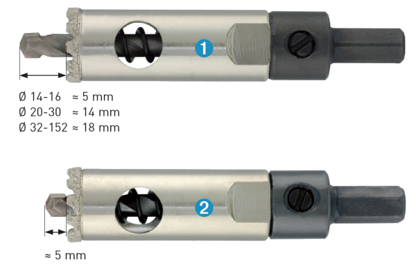 Diamantbohrkrone 14-89 mm Lochsäge für Feinsteinzeug Fliesen Glas Marmor Mauerwerk Stein