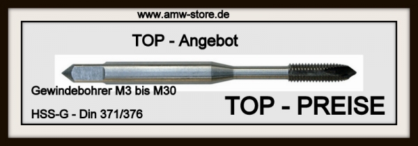 Maschinengewindebohrer  M3 bis M30 HSSG Gewindebohrer DIN371/376 Form B Durchgang