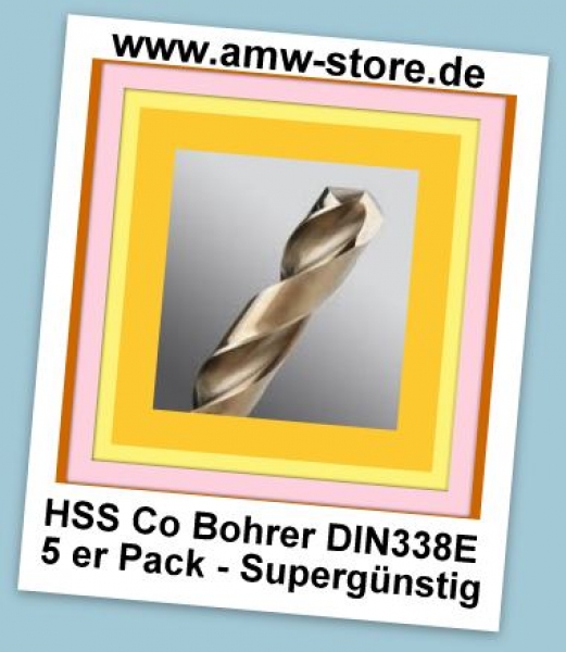 5 Stück HSSE HSS Co Bohrer DIN338  2,0 mm Edelstahlbohrer 5er Pack für VA V4A Edelstahl