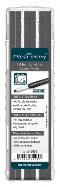 Pica Big Dry Zimmermannsbleistift Marker Automatik Bleistift Graphit + Minen
