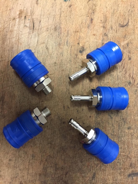 DL Druckluft Sicherheitskupplung Tülle 6,8,9,10,13mm Gewinde 1/4, 3/8,1/2, Auss + Inn.