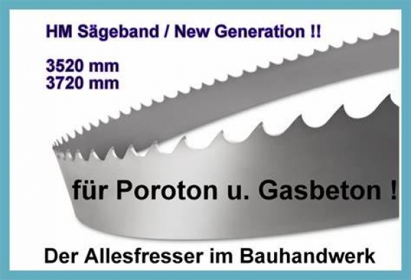 Sägeband 3920 x 27 mm HM TCO Poroton Lochsteine Hohlblock Steine Lissmac -Zagro
