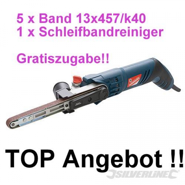 SET Elektrofeile / Bandschleifer / Feile 13x457 Leichtgewicht 1 KG inkl Zubehör