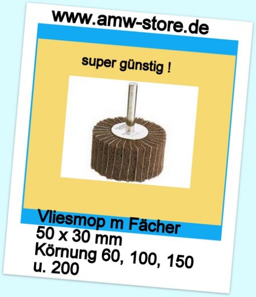 Fächerschleifer 50x30 mm Vliesmop Schleifstift Schleifmop Vliesschleifer