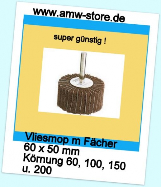 Fächerschleifer 60x50 mm Vliesmop Schleifstift Schleifmop Vliesschleifer