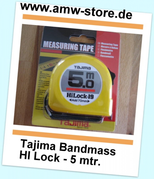 Tajima Bandmass HI-Lock 5 mtr. H9P50MY  19mm Stahlmass Taschenbandma