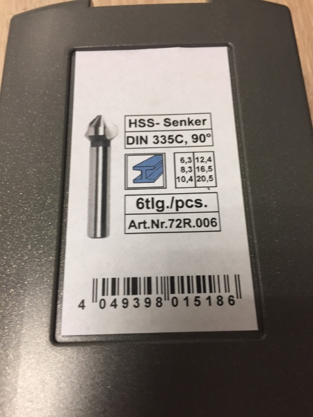 Kegelsenkersatz DIN335 C 90Grad 6,3-20,5 mm HSS -G Rose BOX 6 tlg. Rundschaft