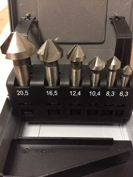 Kegelsenkersatz DIN335 C 90Grad 6,3-20,5 mm HSS -G Rose BOX 6 tlg. Rundschaft