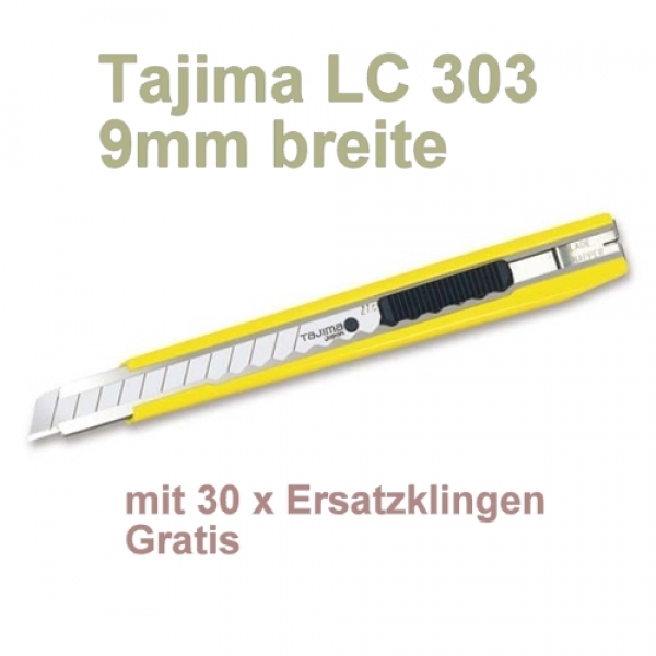 1 Tajima Premium Cutter LC303 9mm mit 30 Ersatzklingen 9mm Standard
