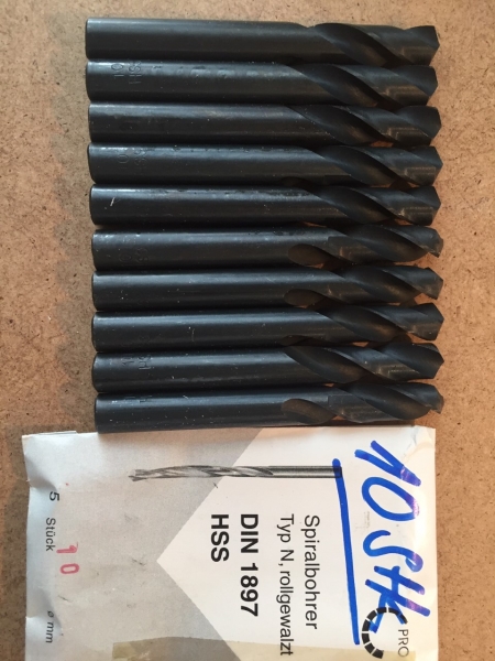HSS-R Spiralbohrer Bohrer Stahlbohrer Metallbohrer Eisenbohrer 2-10 mm kurz 10 StK Din1897