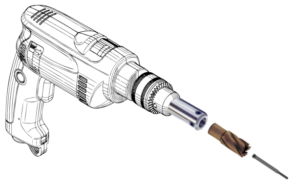 Weldon 3/4" Übergang auf Schaft Bohrmaschine 13mm für Bohrer 12-60 mm Weldon 19 /Nitto mit Zentrierbohrer